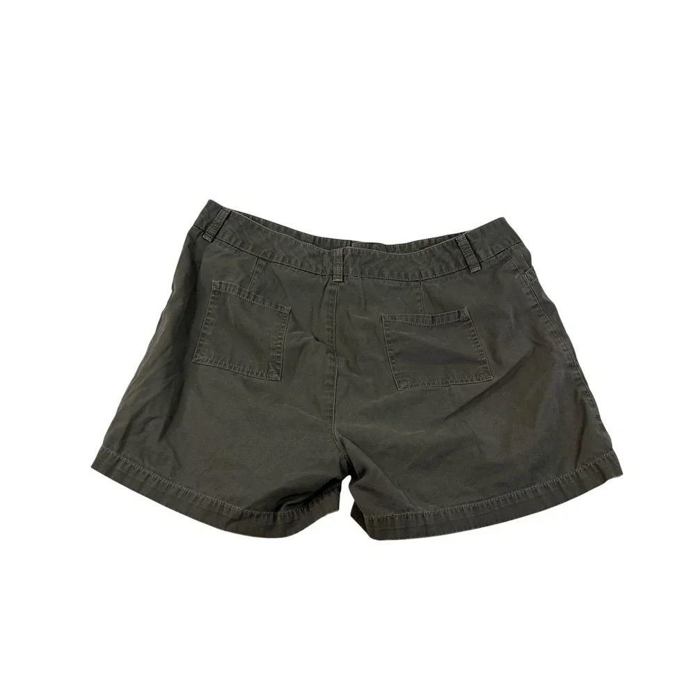 Dockers Women Olive Green Cotton Chino Shorts Size 14 Mid Rise Utility Casual